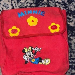 The Disney store Minnie Mouse embroidered red back pack